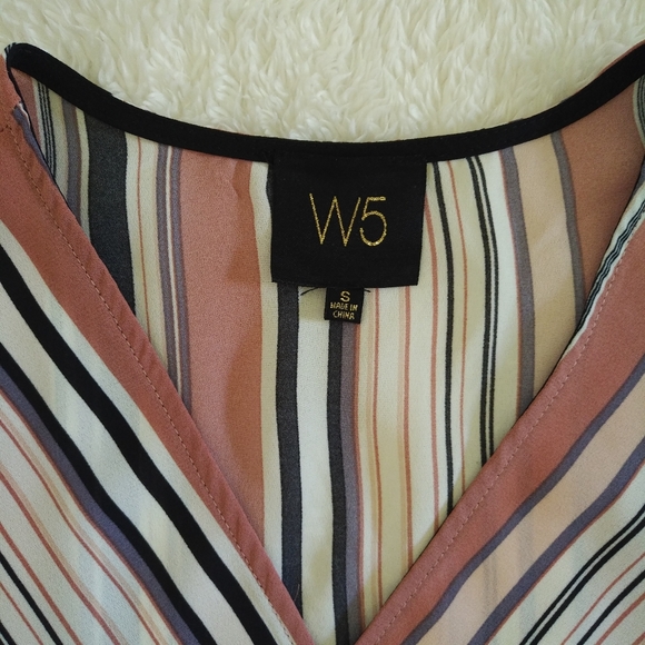 W5🖐️ by Anthropologie Striped Faux Crossover Top - Picture 5 of 7